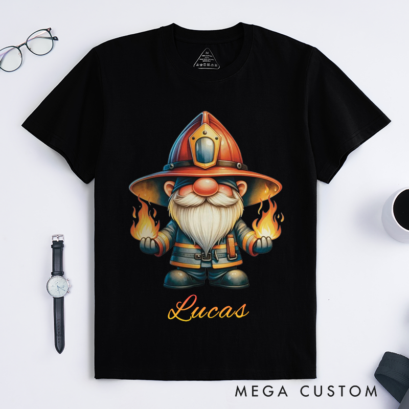 Personalized Fireman Gnomes Cute Design Gift Firefighter T-Shirt