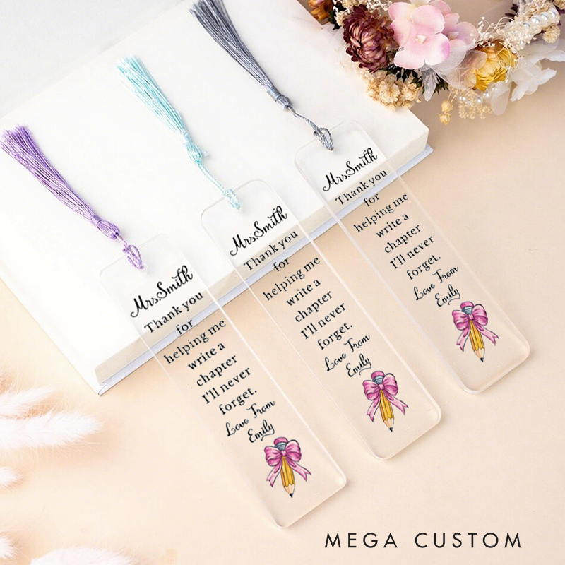 Personalized Teacher Acrylic Bookmark Thank You Teacher Appreciation Bookmark Gift Leaving School Gift