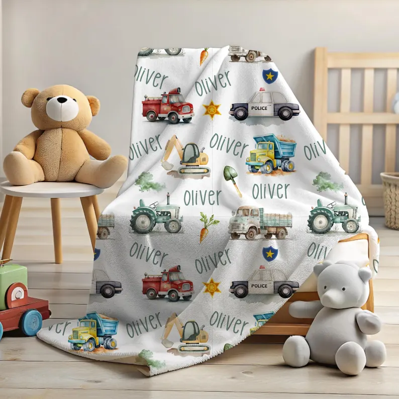 Personalized Vehicle Themed Blanket Custom Name Throw Comfort Soft Hooded Blanket Vehicle Lover