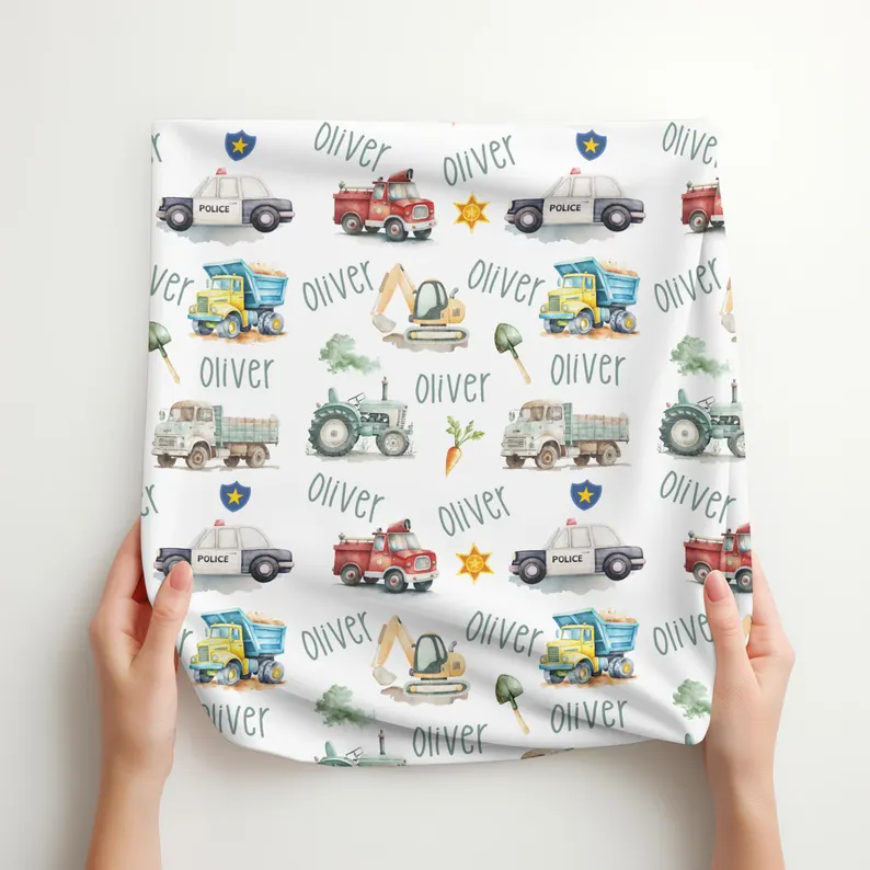 Personalized Vehicle Themed Blanket Custom Name Throw Comfort Soft Hooded Blanket Vehicle Lover
