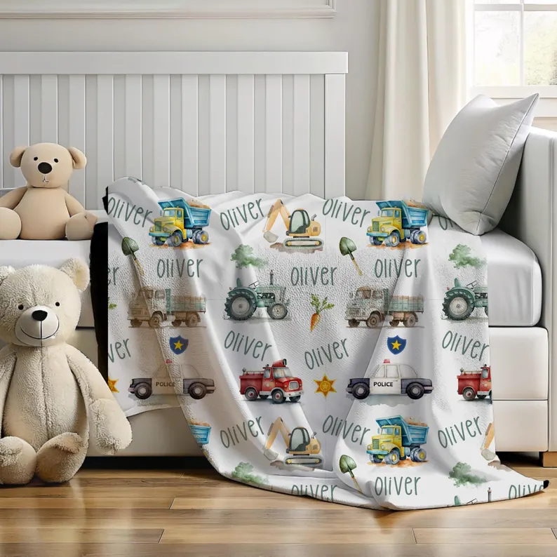 Personalized Vehicle Themed Blanket Custom Name Throw Comfort Soft Hooded Blanket Vehicle Lover