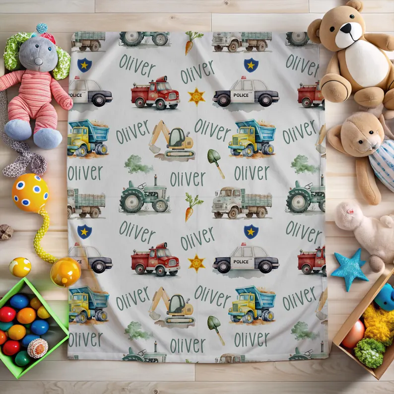 Personalized Vehicle Themed Blanket Custom Name Throw Comfort Soft Hooded Blanket Vehicle Lover