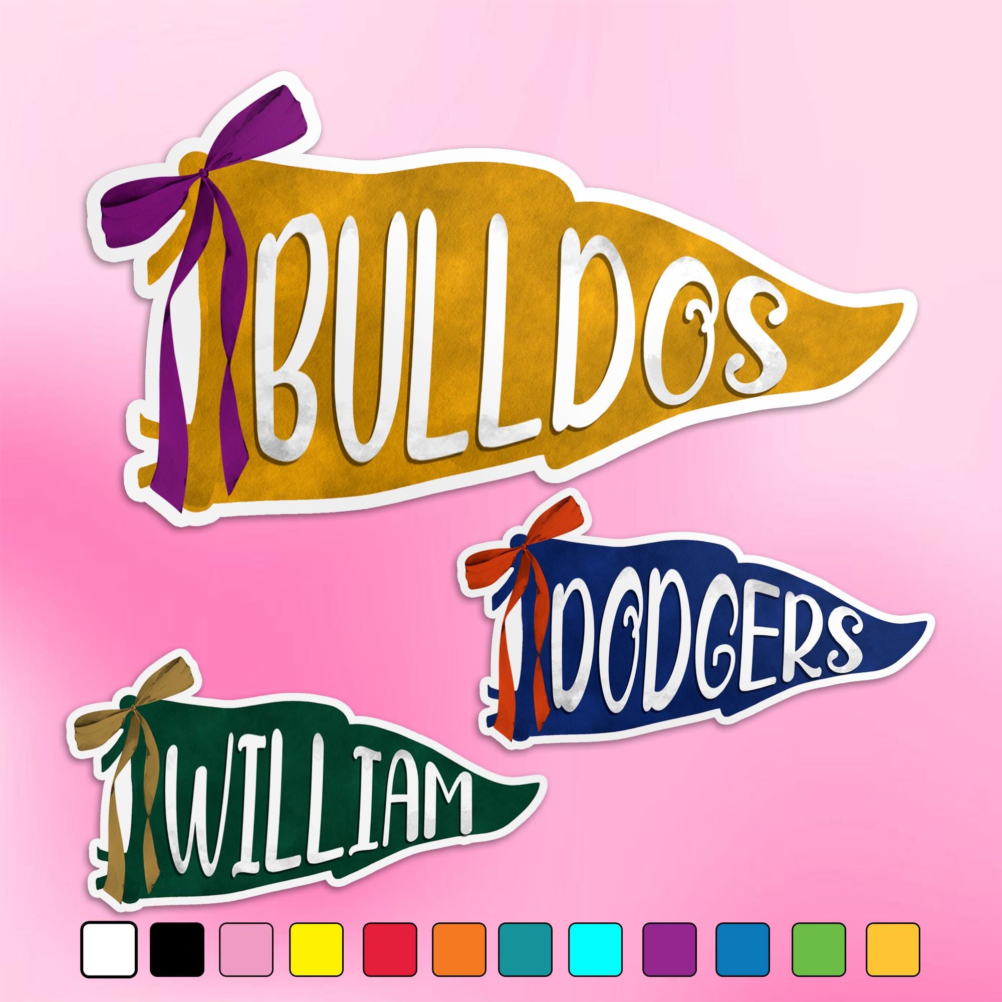 Personalized Spirit Pennant Fridge Magnets with Custom Team Name and Colors for Player
