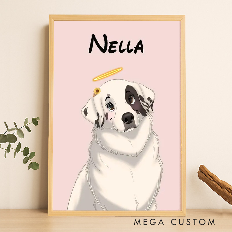 Personalized Cute Cartoon Style Wall Art For Dog and Cat Lovers Poster Without Frame Custom Art Lover Gift Custom Pet Portrait