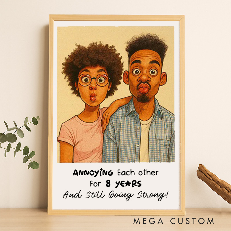 Personalized Caricature Couple Portrait Wall Art For Couples Anniversary Poster Without Frame Custom Art Lover Gift Custom Portrait