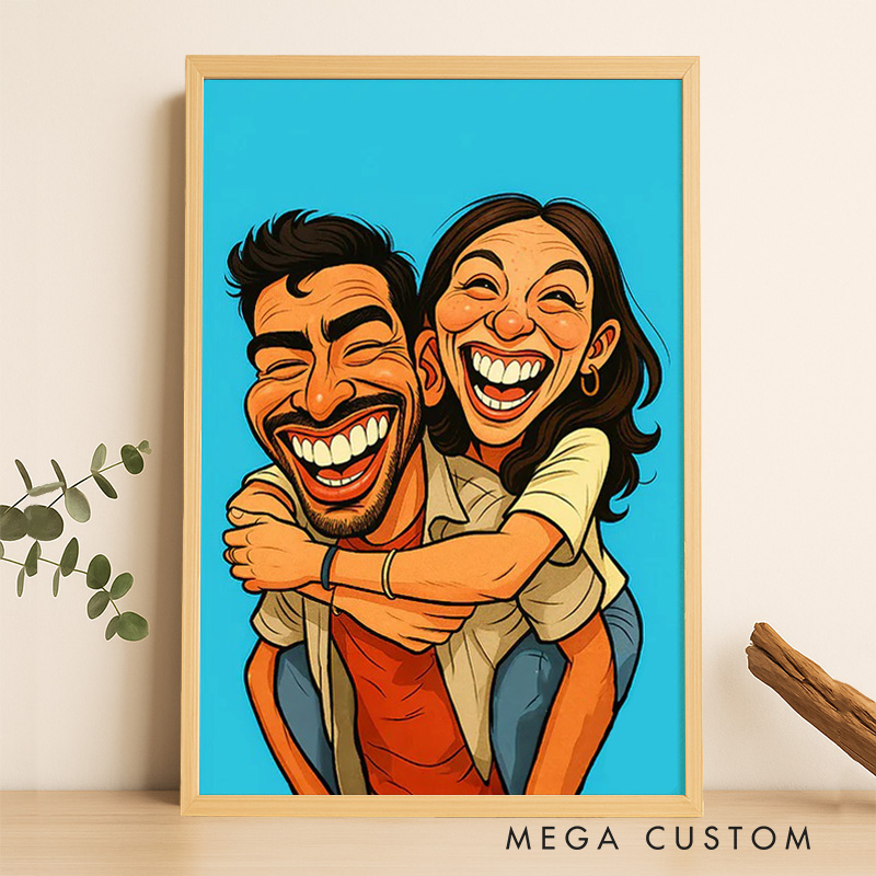 Personalized Hilarious Art Style Couple Portrait Wall Art For Couples Anniversary Poster Without Frame Custom Art Lover Gift Custom Portrait