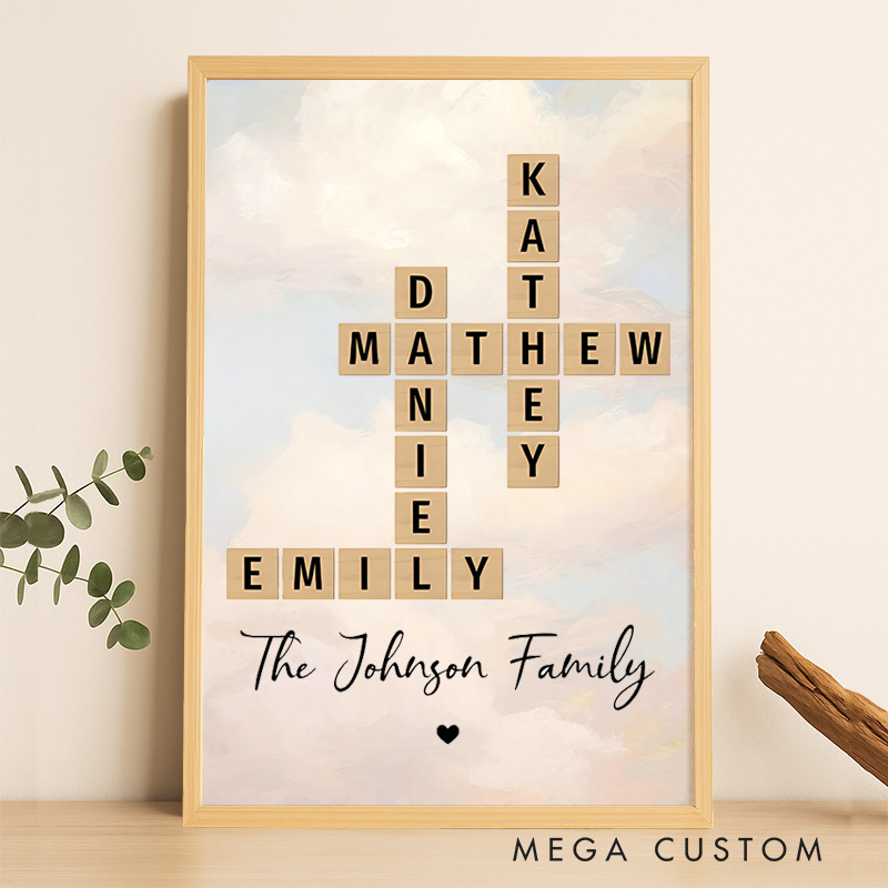 Personalized Family Crossword Art Puzzle Wall Art Poster Without Frame Custom Home Decor Art Lover Gift