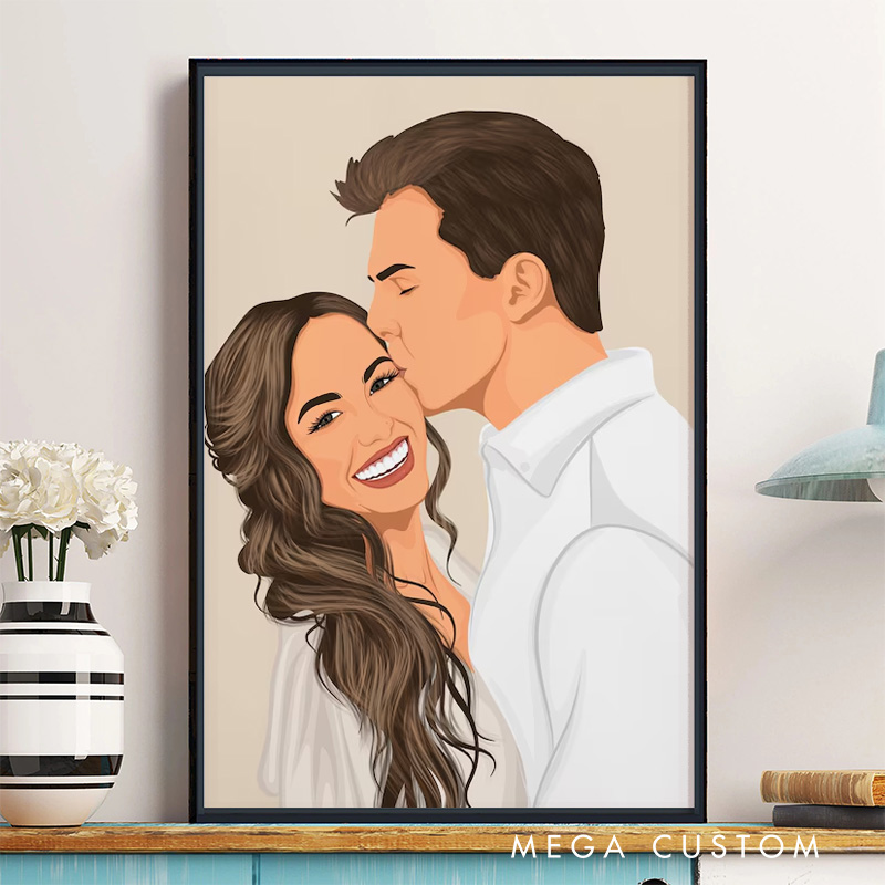 Personalized Faceless Portrait Wall Art For Couples Pets Family Poster Without Frame Custom Art Lover Gift Custom Portrait