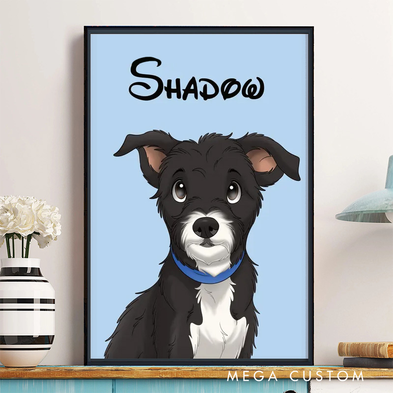 Personalized Cute Cartoon Style Wall Art For Dog and Cat Lovers Poster Without Frame Custom Art Lover Gift Custom Pet Portrait
