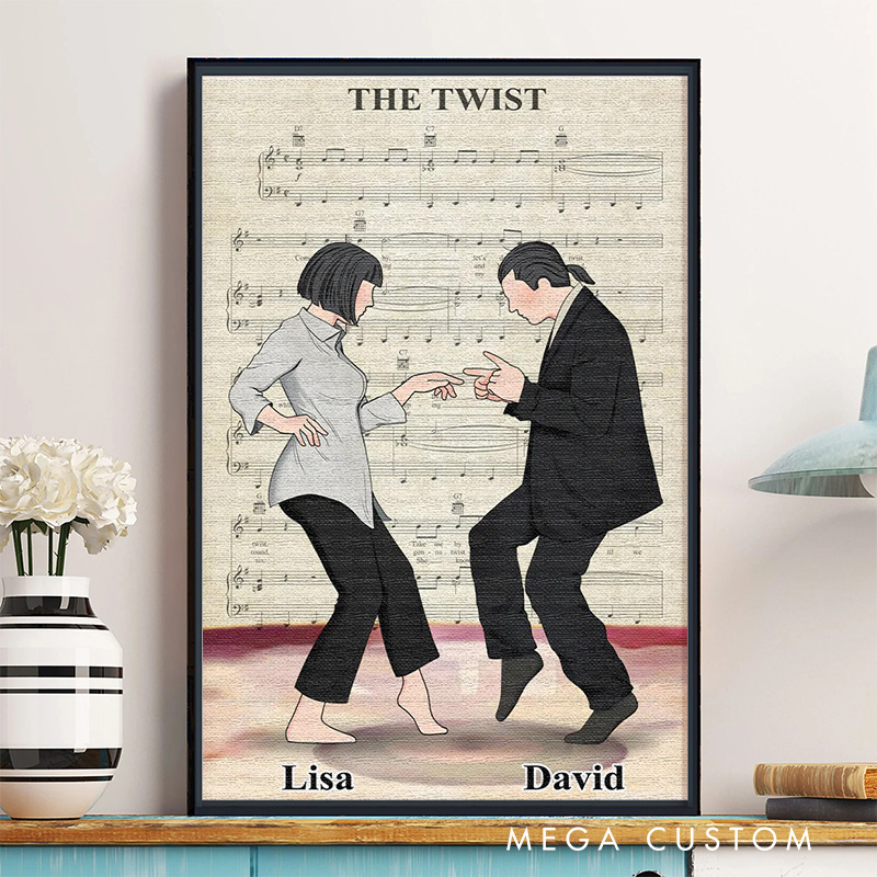 Personalized the Twist Dancing Wall Art For Funny Couples Poster Without Frame Custom Dance Lover Movie Lover Gift Custom Portrait
