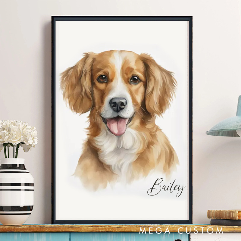 Personalized Watercolor Wall Art For Couples Pets House Family Poster Without Frame Custom Art Lover Gift Custom Portrait