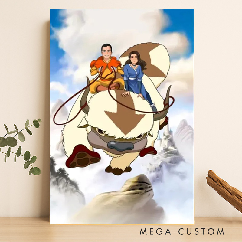 Personalized Cartoon Anime Couple Portrait Wall Art For Couples Anniversary Poster Without Frame Custom Art Lover Gift Custom Portrait