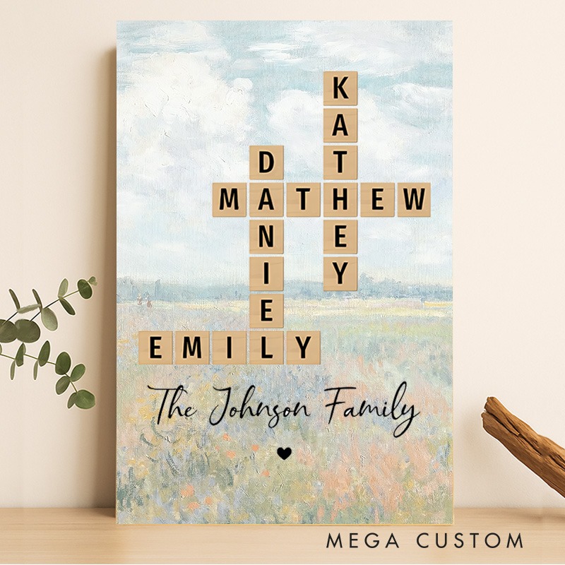 Personalized Family Crossword Art Puzzle Wall Art Poster Without Frame Custom Home Decor Art Lover Gift