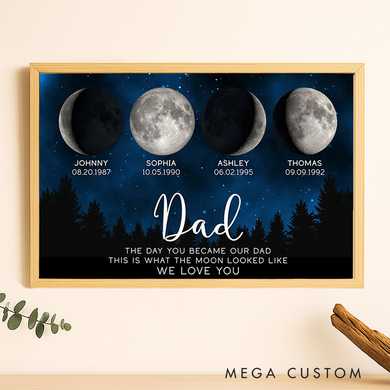 Personalized This Is What The Moon Looked Like Wall Art For Dad Grandpa Poster Without Frame Custom Birth Moon Art Lover Gift