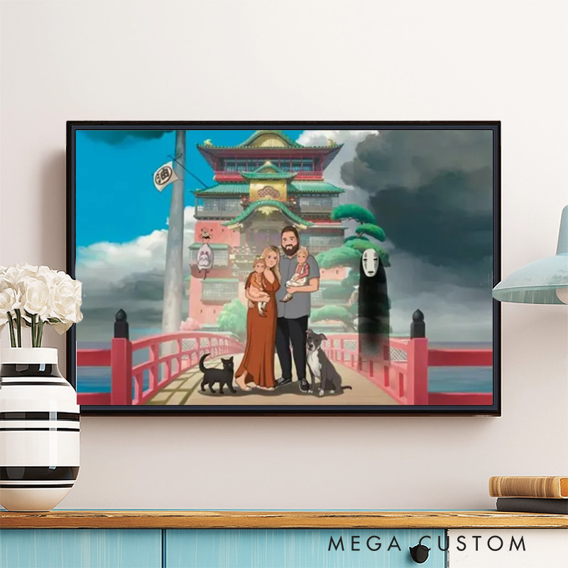 Personalized Cartoon Anime Couple Portrait Wall Art For Couples Anniversary Poster Without Frame Custom Art Lover Gift Custom Portrait