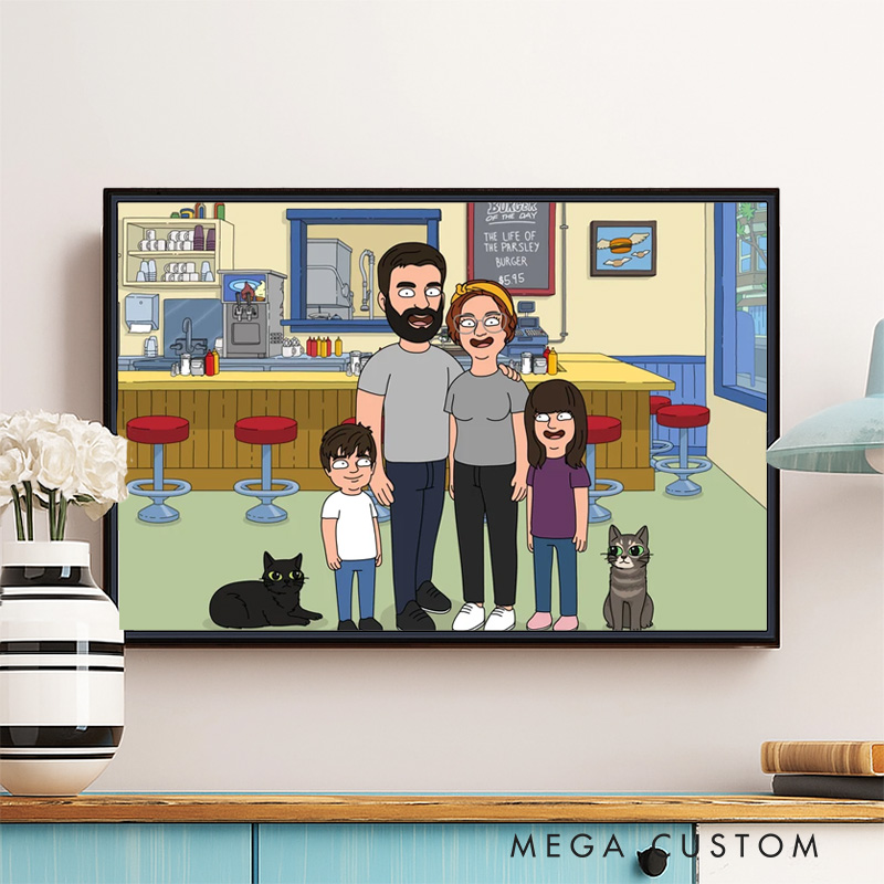 Personalized Cartoon Anime Style Photo Wall Art Comic Poster Without Frame Custom Art Lover Gift Custom Portrait for Family