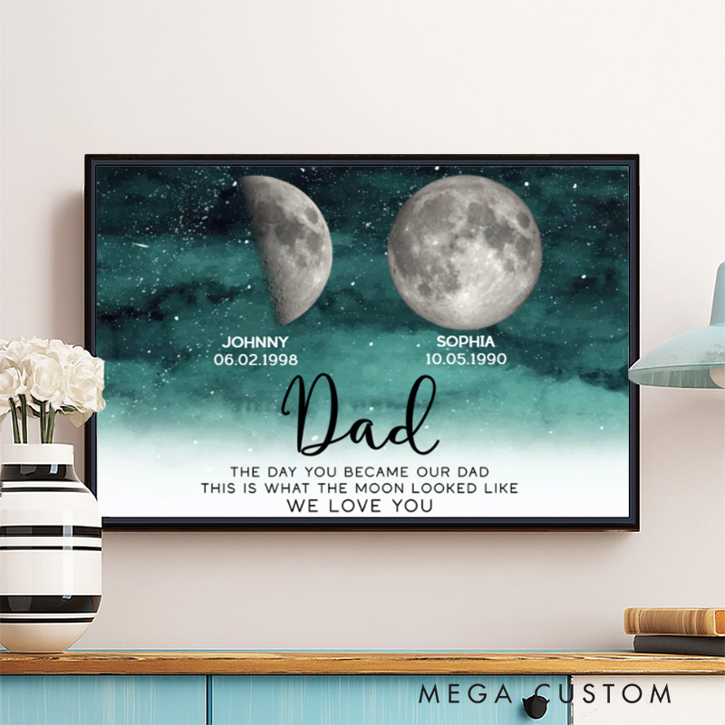Personalized This Is What The Moon Looked Like Wall Art For Dad Grandpa Poster Without Frame Custom Birth Moon Art Lover Gift