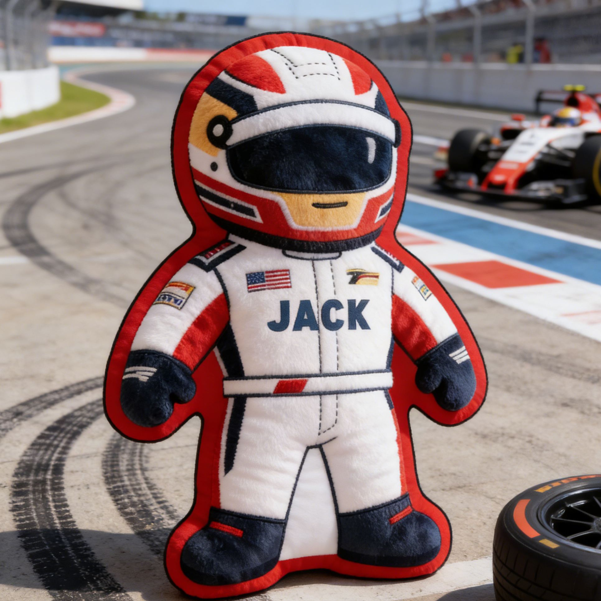 Personalized Racer Shaped Pillow Custom Name Plush Perfect Home Decor Gift for Racers and Racing Lovers