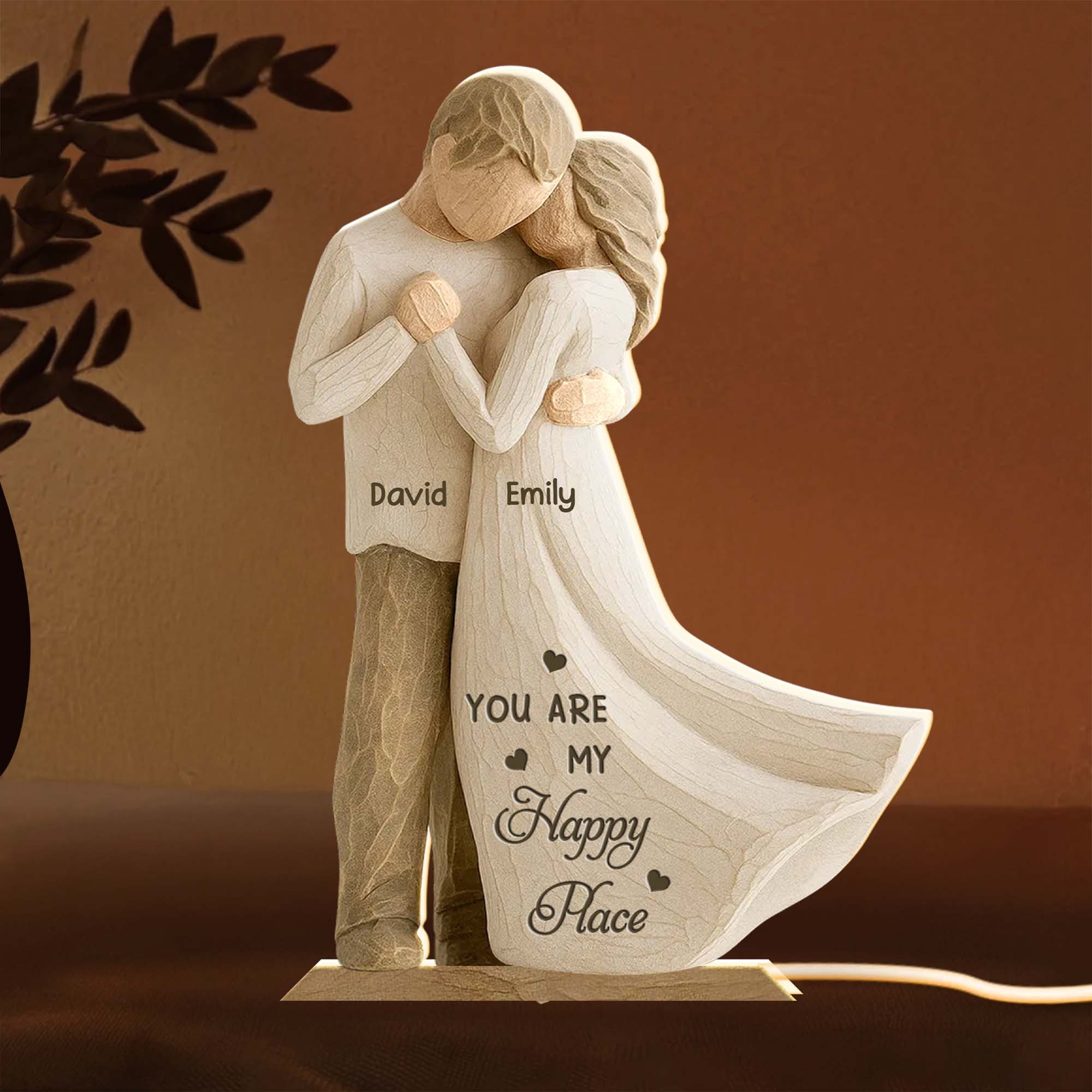 Personalized Couple You are My Happy Place Light Box Night Light Decor Keepsake Valentine's Gift for Couple for Husband Wife Him Her 