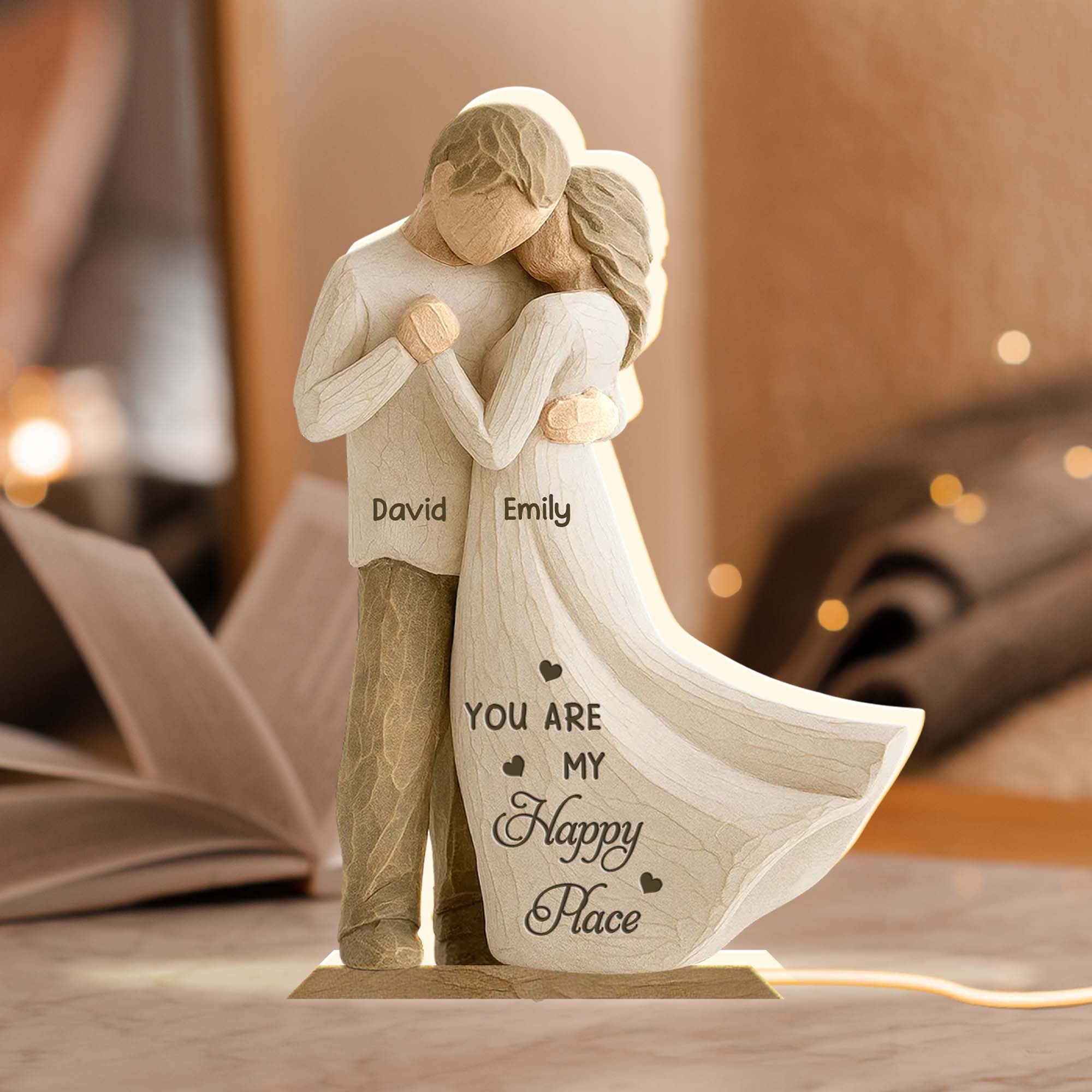 Personalized Couple You are My Happy Place Light Box Night Light Decor Keepsake Valentine's Gift for Couple for Husband Wife Him Her 