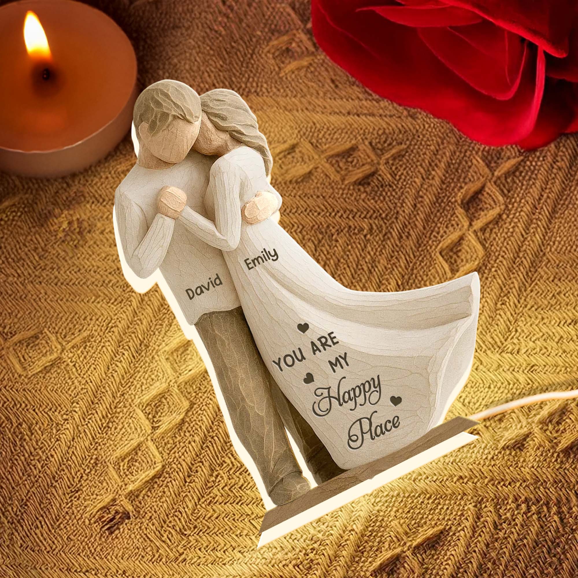 Personalized Couple You are My Happy Place Light Box Night Light Decor Keepsake Valentine's Gift for Couple for Husband Wife Him Her 