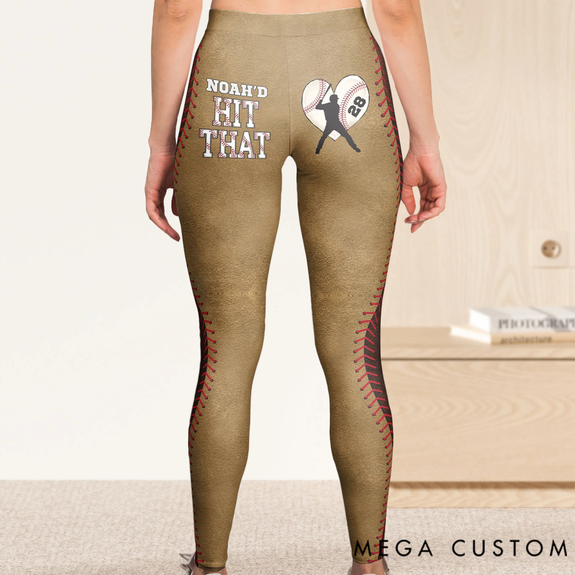 Personalized Leggings-Baseball Player Wife Coach Funny Gift with Custom Name and Number for Her