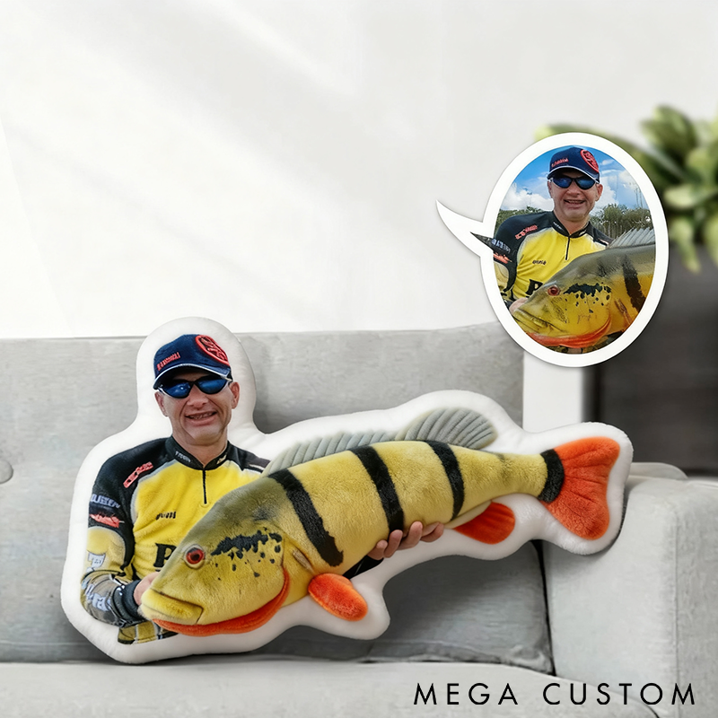 Personalized Fishing Catch Pillow Funny Fishing Pillow Custom Photo Graphic 3D Print Design Perfect Gift for Anglers