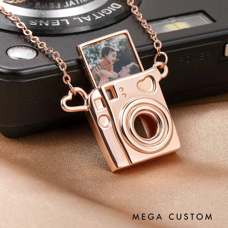 Personalized Mini Pull-Out Camera Locket Necklace with Photo Anniversary Birthday Gift for Photography Lovers Friends Lovers