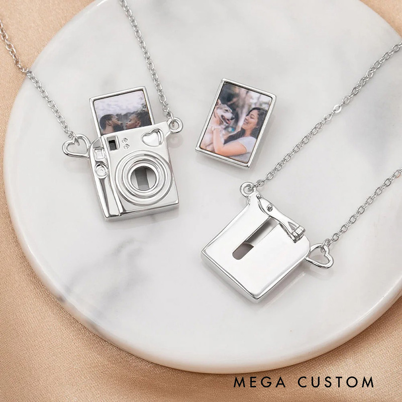 Personalized Mini Pull-Out Camera Locket Necklace with Photo Anniversary Birthday Gift for Photography Lovers Friends Lovers
