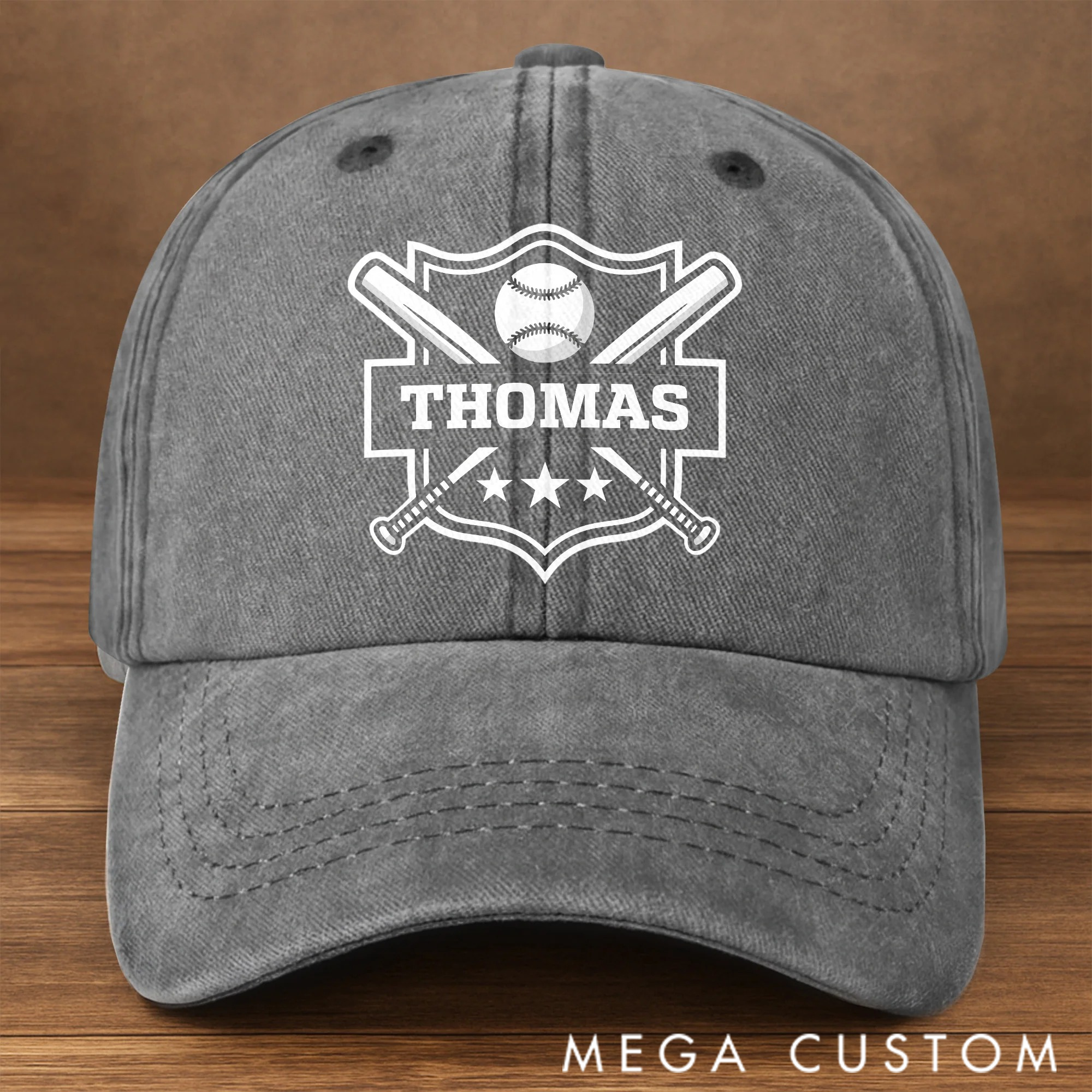 Personalized Washed Denim Cap,Custom Baseball And Bats Design Cap,Gift For Sports Enthusiasts