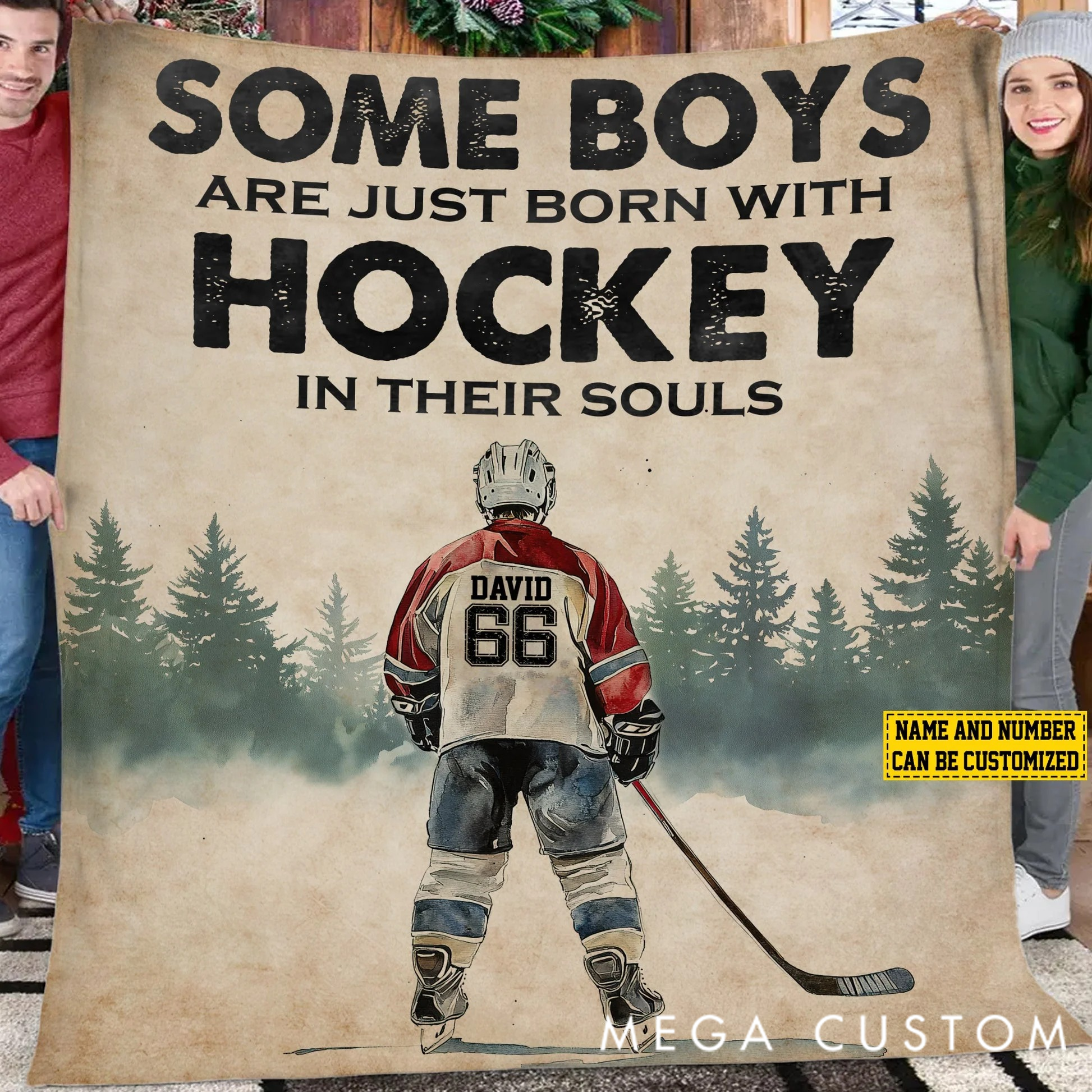 Hockey In Their Souls-Personalized Hockey Blanket-Gift For Hockey Lovers