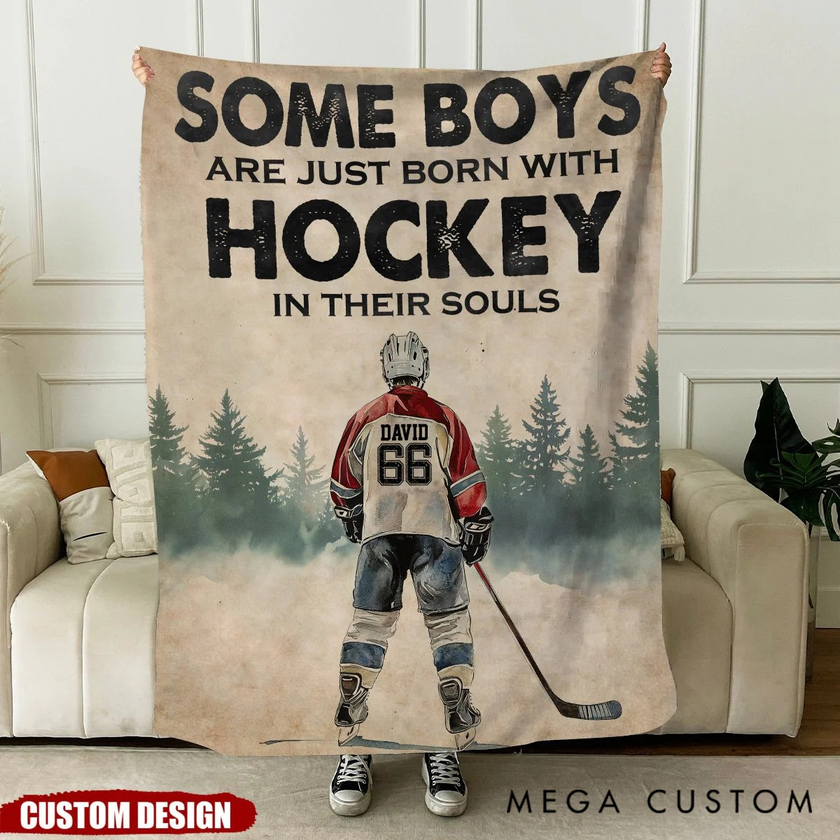 Hockey In Their Souls-Personalized Hockey Blanket-Gift For Hockey Lovers