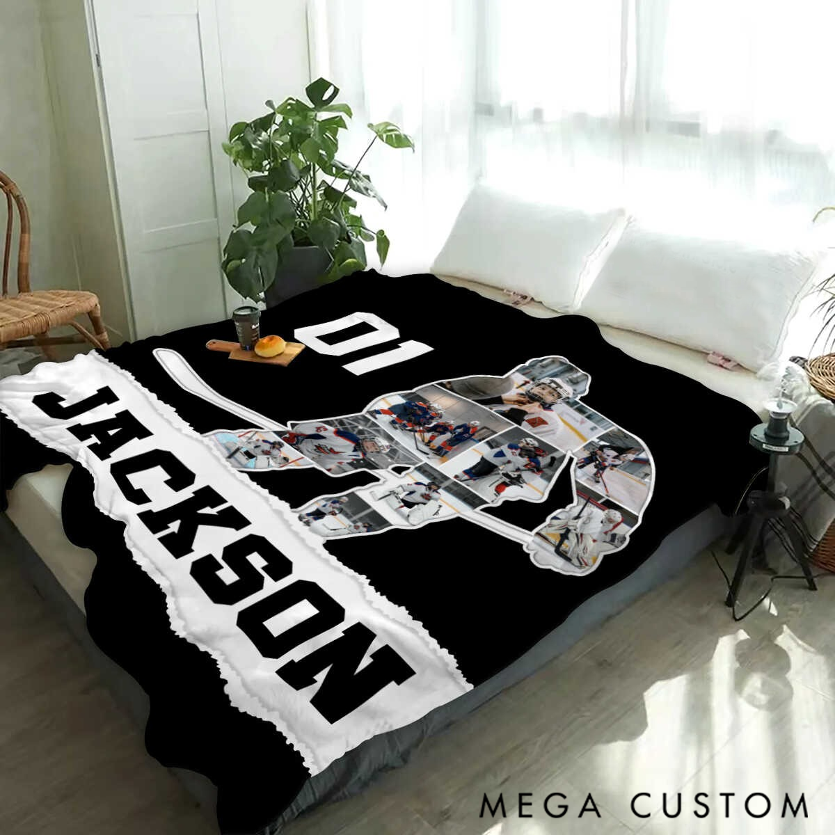 Personalized Hockey Photo Collage Blanket