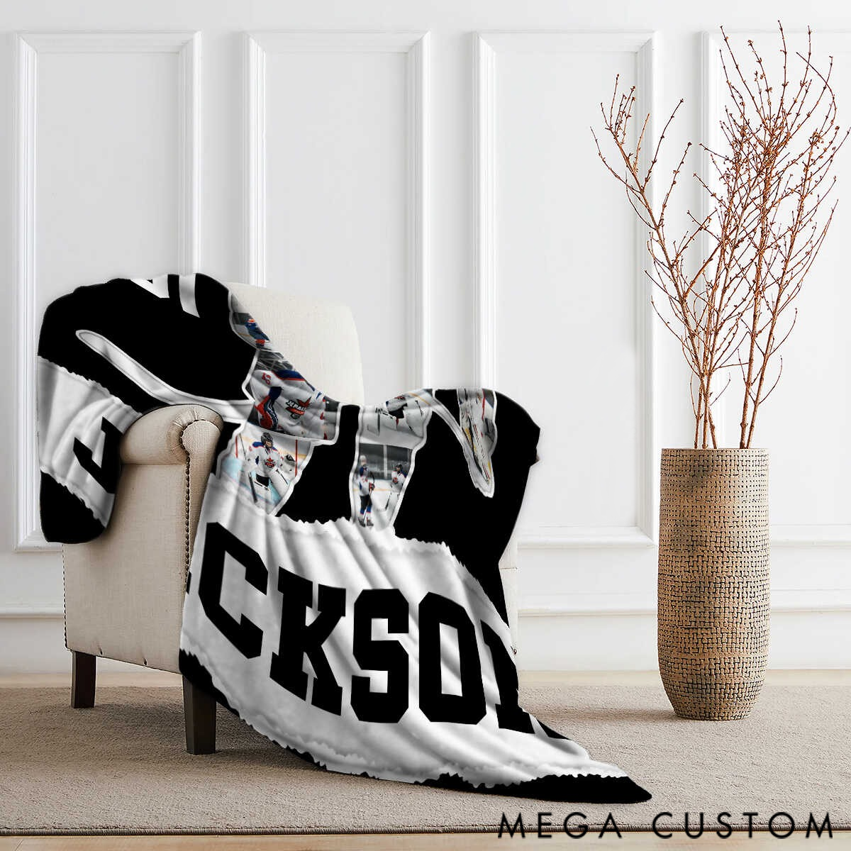 Personalized Hockey Photo Collage Blanket