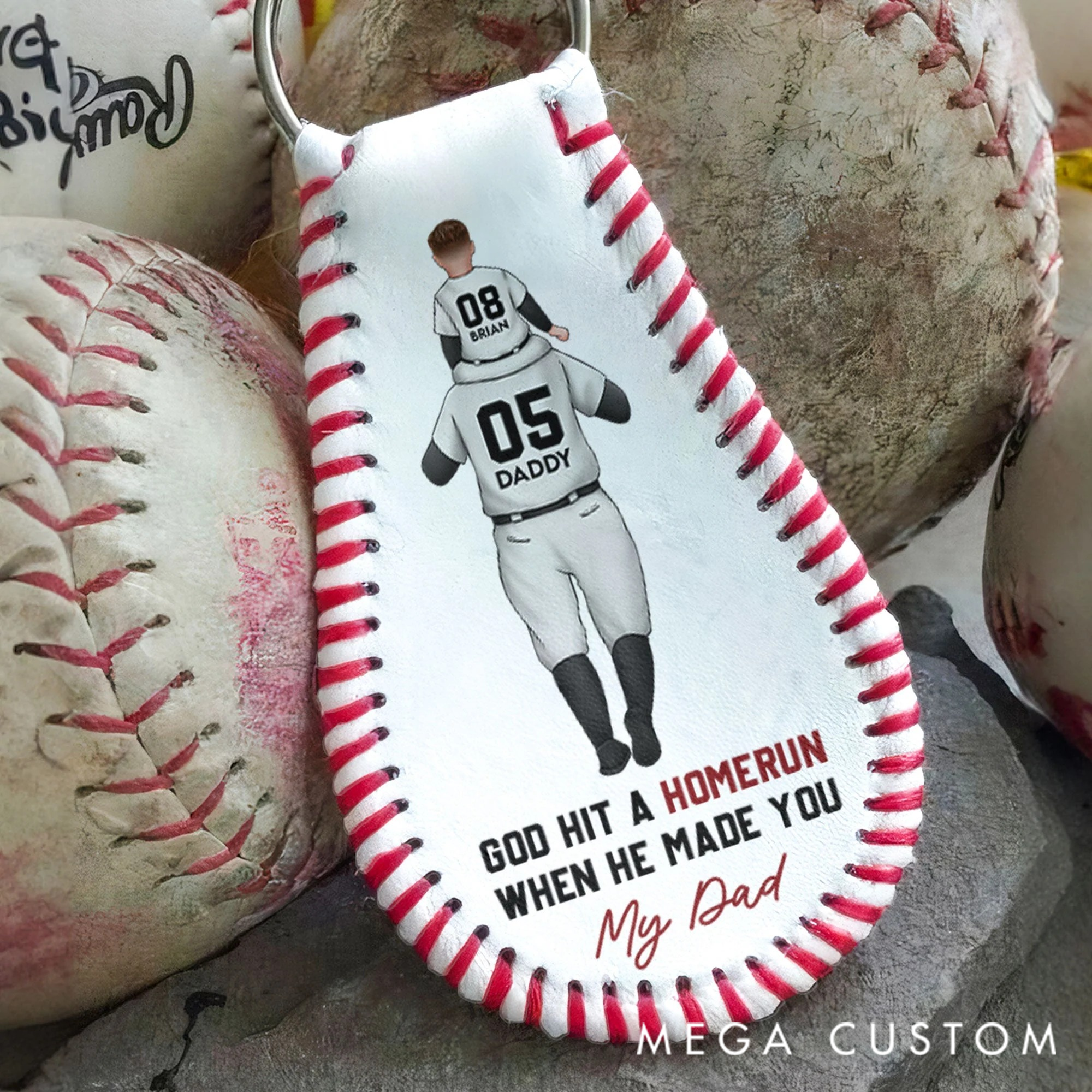 Personalized Baseball Keychain with "God Hit a Homerun" Quote and Custom Details 