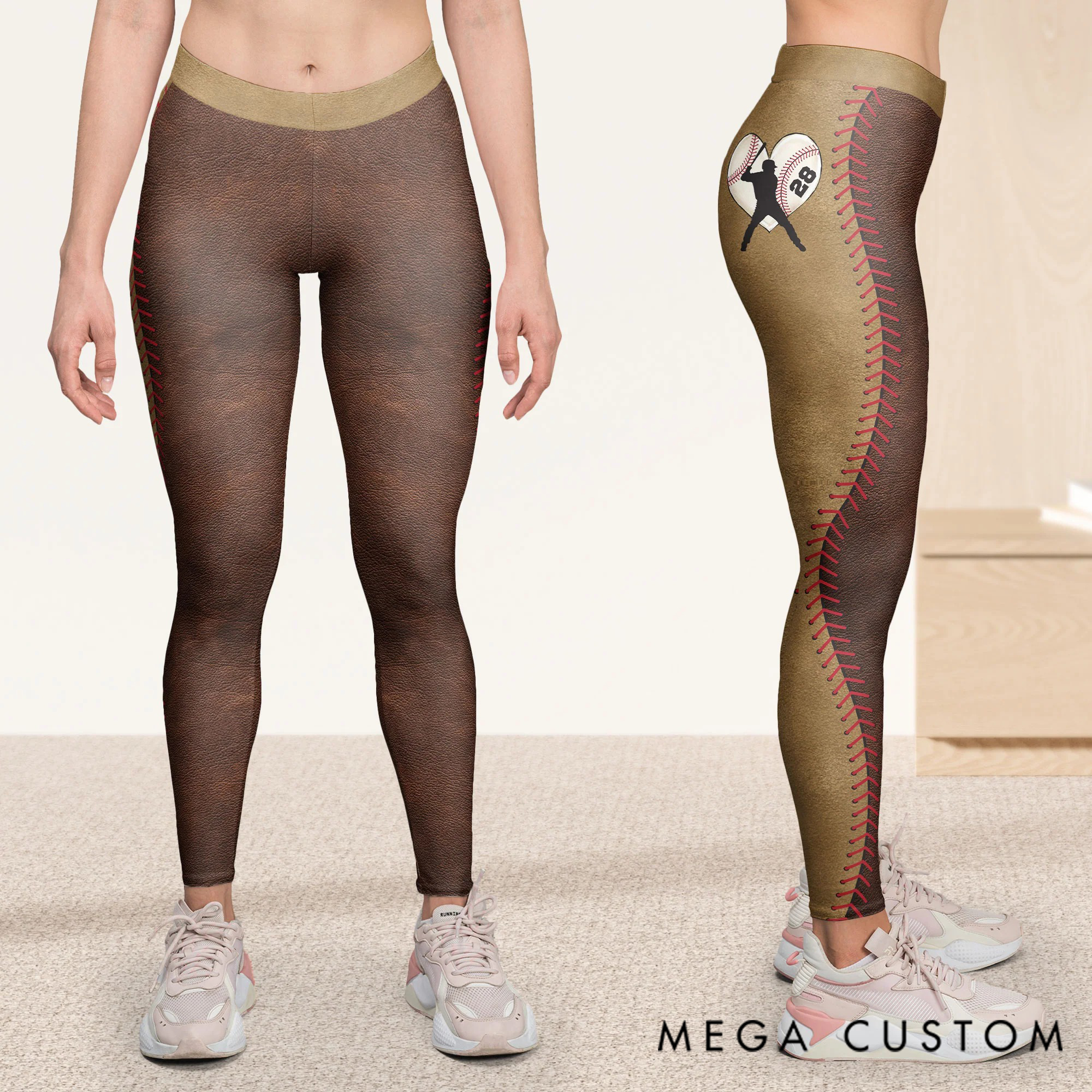 Personalized Leggings-Baseball Player Wife Coach Funny Gift with Custom Name and Number for Her