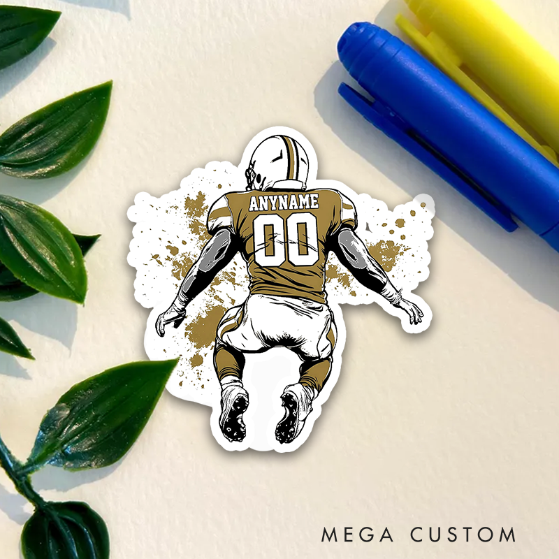 Personalized America Football Sticker with Custom Name and Number on the Back