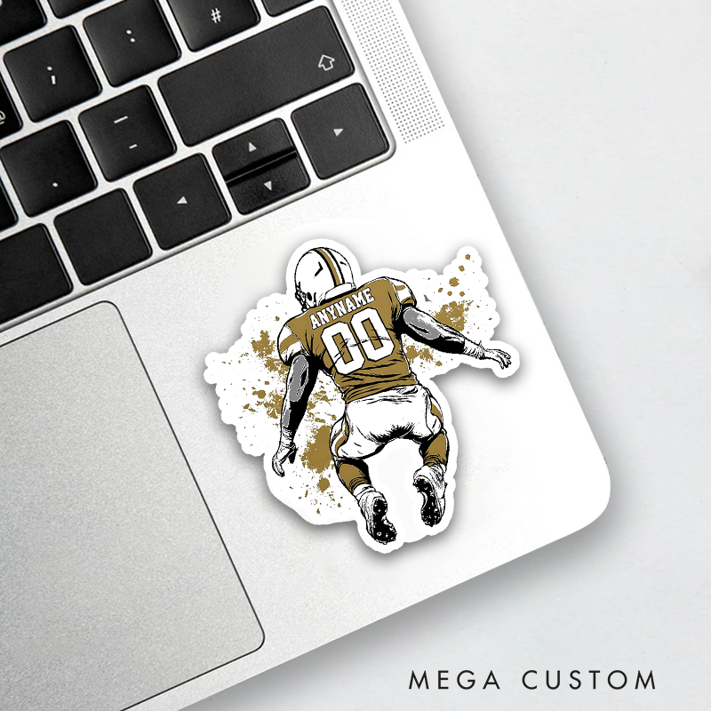 Personalized America Football Sticker with Custom Name and Number on the Back