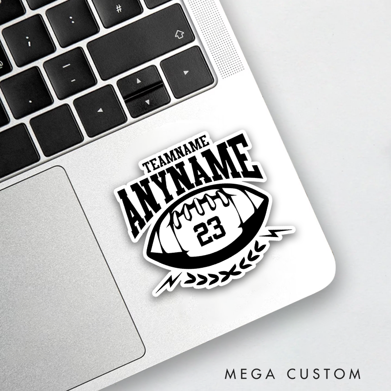 Personalized America Football and Rugby Sticker with Custom Team Name, Player Name and Number for Sport Lovers