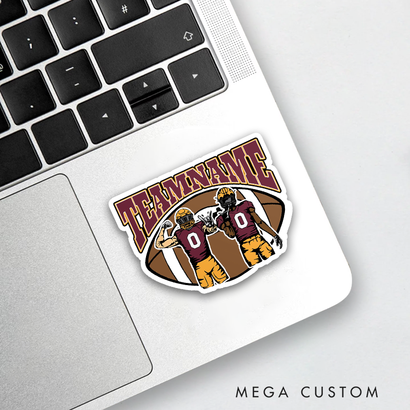 Personalized American Football Sticker with Custom 2 Player Name and Team Name