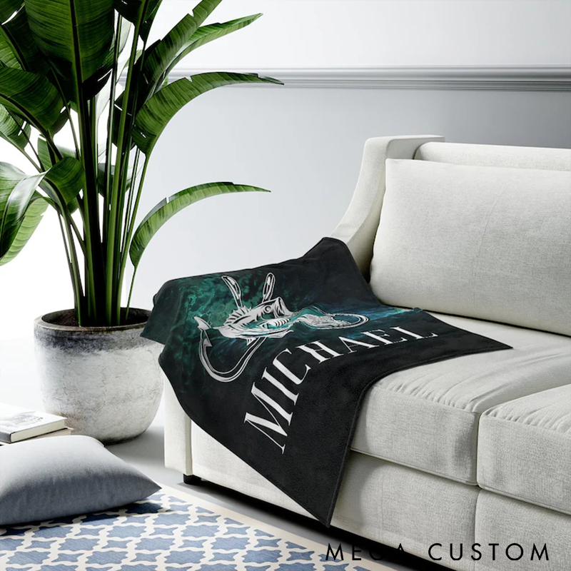 Personalized Fishing Blanket Custom Fisherman Blanket Gift for Grandpa Gift for Dad Gift for Husband Perfect for Fishing Trips Outdoor Adventures and Gifts for Anglers