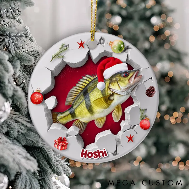 Personalized Fishing Christmas Ornament Funny Fishing Ornament Custom name Holiday Decor Unique Gift for Anglers