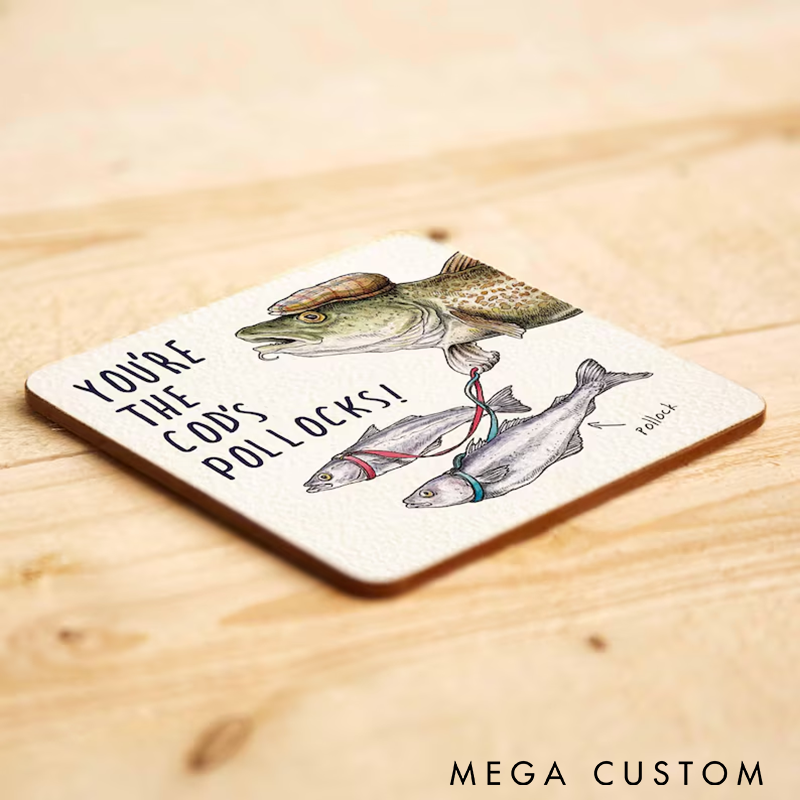 Personalized Funny Fishing Coaster Funny Drinks Coaster Funny Fishing Gift Fisherman Gift Perfect Gift for Fishing Lovers Protects Surfaces from Spills