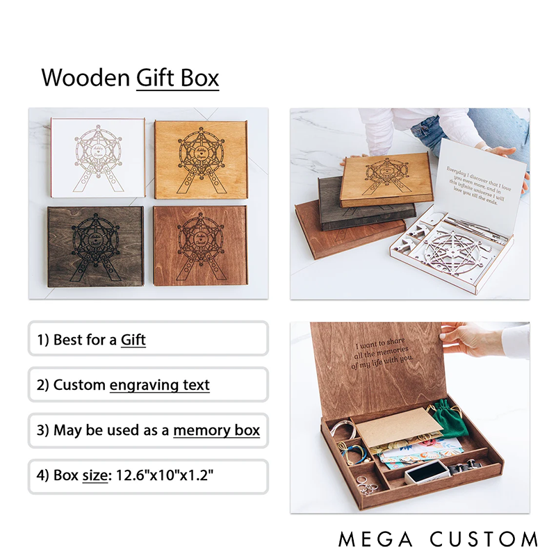 Personalized Wooden Ferris Wheel Valentine Gifts Rotating Ferris Wheel Photo Frame Unique Decorative Picture Holder for Home Office or Gift Display