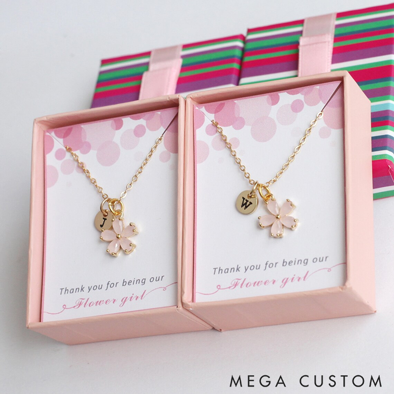 Personalized Flower Girl Necklace Jewelry Custom Initial Pendant Elegant Jewelry Gift for Women Friends or Special Occasions