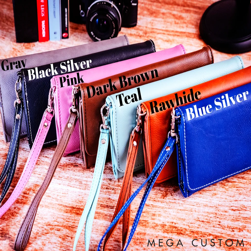 Personalized Birth Flower Leather Wallet Women's Wallet Leather Wallet for Women Custom Name and Floral Multiple Card Slots Zipper Pocket Stylish and Functional Gift