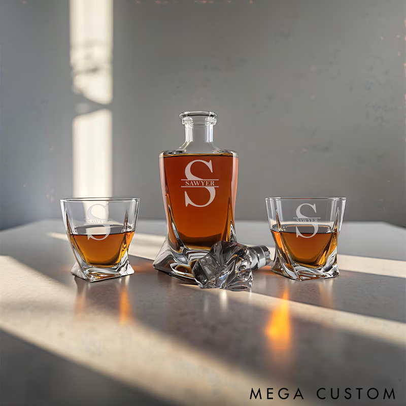 Personalized Whiskey Glass Engraved Twist Whiskey Glass Unique Twisted Design Perfect Gift for Whiskey Lovers and Special Occasions