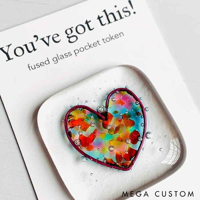 Handmade Glass Pocket Token Unique Friendship Gift with Inspirational Quote Perfect for Decoration or Sentimental Memory