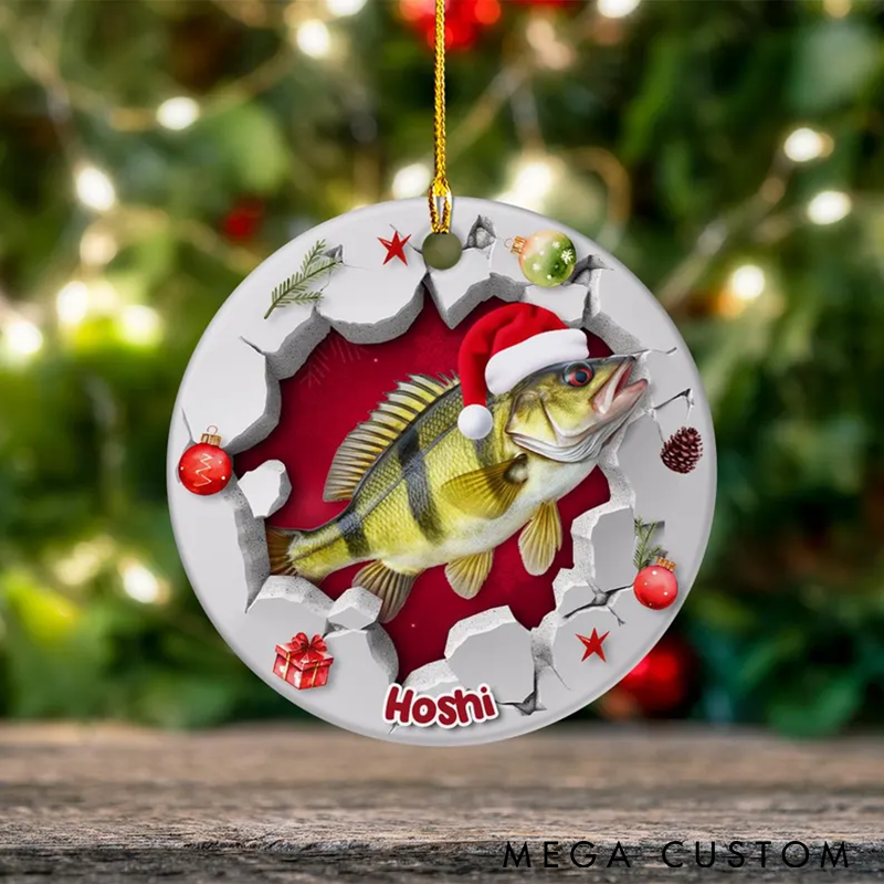 Personalized Fishing Christmas Ornament Funny Fishing Ornament Custom name Holiday Decor Unique Gift for Anglers
