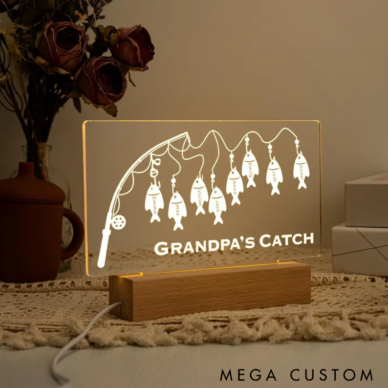Personalized Fishing LED Night Light Custom Text and Name Design Perfect Gift for Fishing Enthusiasts and Unique Home Decor